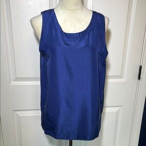 NWT Vintage Adrienne Vittadini 100% Silk Navy Blue Tank Medium